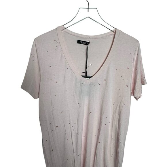 Michael Lauren Pink Distressed Ziggy V Neck Tee size large womens NWT t-shirt - Picture 3 of 8